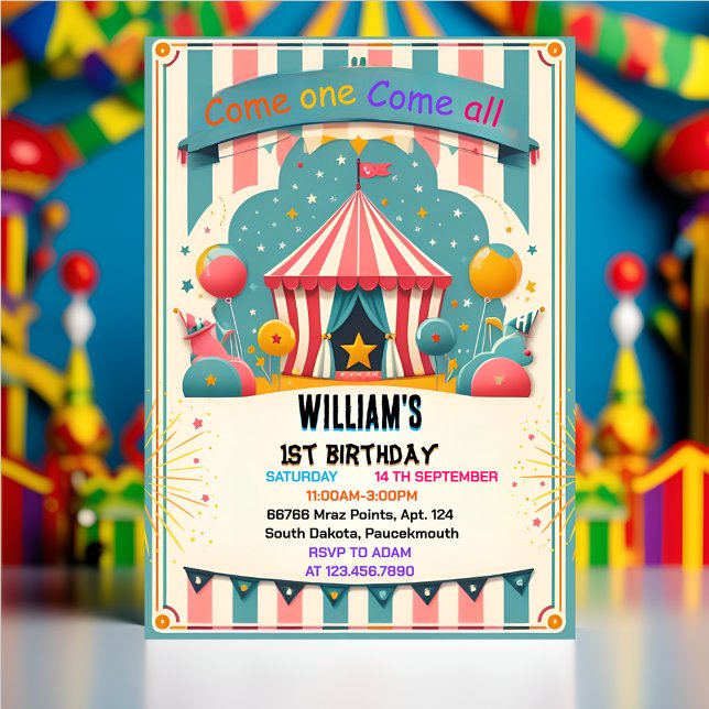 Invitación evento niños lindos Carnaval Circus Show 1º cumple (Subido por el creador)