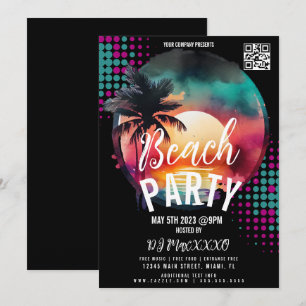 Invitación Evento nocturno de playa tropical Fiesta Bar Club 