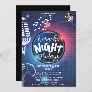 Invitación Evento nocturno Neon Karaoke Fiesta Bar Club Flyer