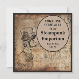 Invitación Evento Personalizado de Steampunk Inventor Top Hat