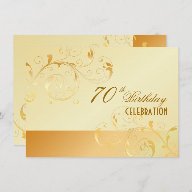 Invitación Evento PixDezines 70 Cumpleaños/Filigree Swirls/DI (Anverso / Reverso)