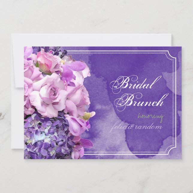Invitación Evento PixDezines rosas púrpura/ hidrangeas/DIY (Anverso)