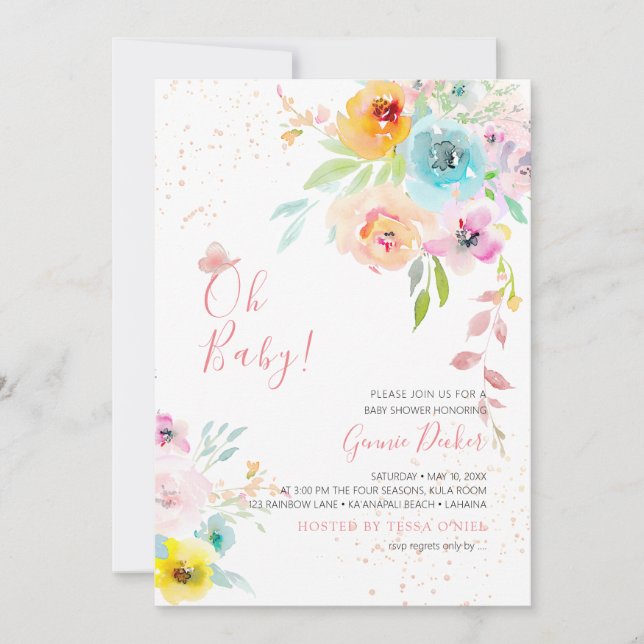 Invitación Evento PixDezines Watercolor Peonies DIYBeber duch (Anverso)