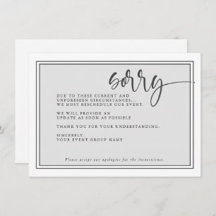 Invitación Evento posponible moderno lamento el evento de rep
