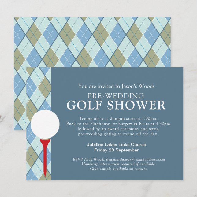 Invitación Evento preboda del Día del golf (Anverso / Reverso)