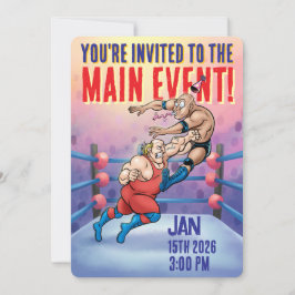 Invitación Evento Principal de Cumpleaños de Lucha Libre Prof