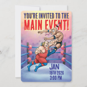 Invitación Evento Principal de Cumpleaños de Lucha Libre Prof