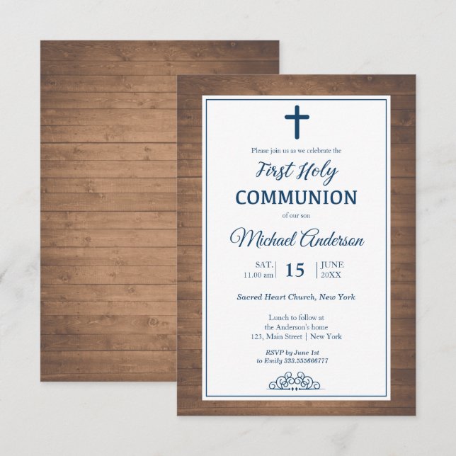 Invitación Evento religioso de la Primera Comunión de la Made (Anverso / Reverso)