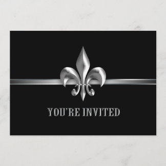 Invitación Evento Silver Black Fleur de Lis