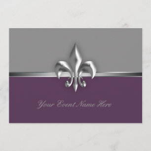Invitación Evento Silver Purple Fleur de Lis