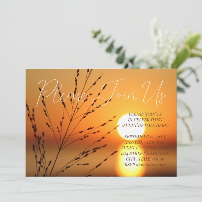 Invitación Evento Sunset (Anverso de pie)