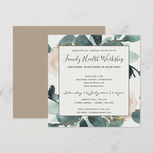 INVITACIÓN EVENTO TALLER DE FOLIAGE DE ROSA CON TONO ROSADO D (Anverso / Reverso)