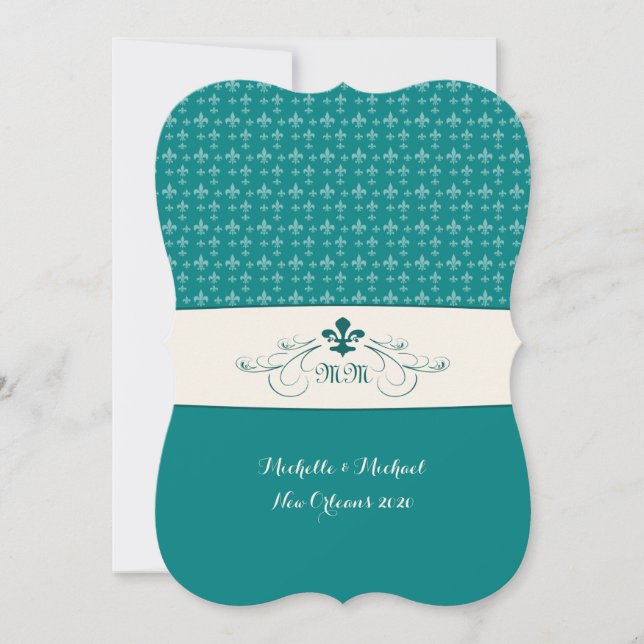 Invitación Evento Verde azulado del Boda Flor Blanca de Lis (Anverso)