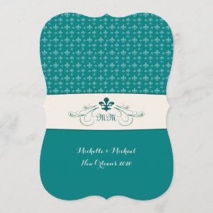 Invitación Evento Verde azulado del Boda Flor Blanca de Lis