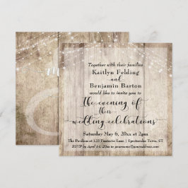 Invitación Eventos Bodas Rústicos de Madera Marrón y Luces