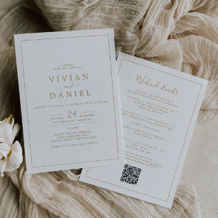 Invitación Eventos de fin de semana de oro minimalista Boda d