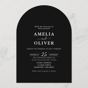 Invitación Eventos de Fin de Semana QR Boda Minimalista Negra