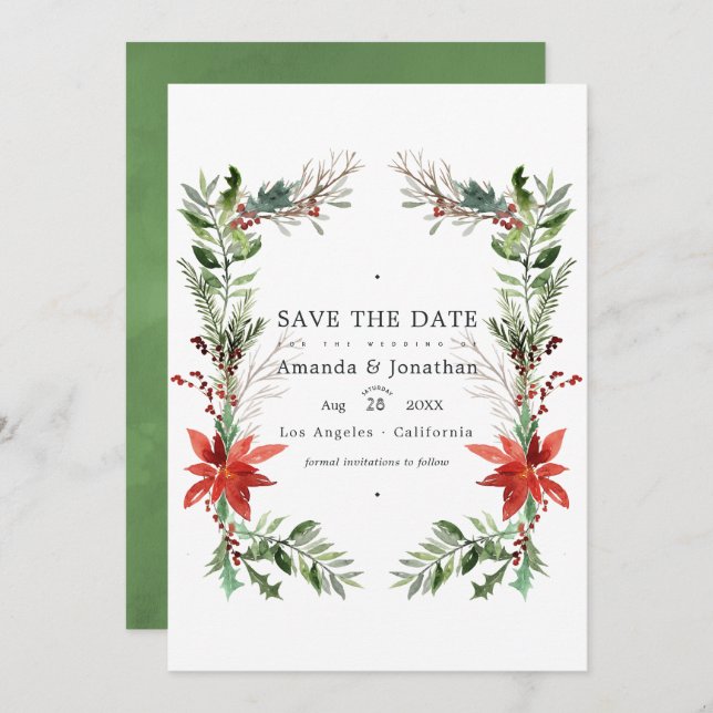 Invitación Evergreen - Bosque Invernal Navideño Boda (Anverso / Reverso)