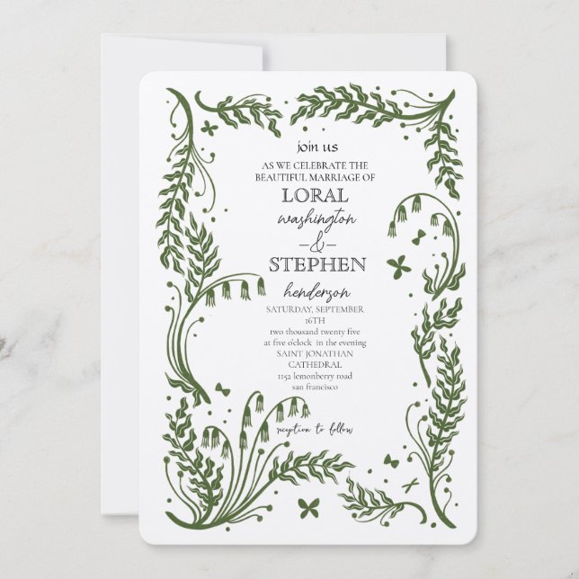 Invitación Evergreen Elegance Wedding (Anverso)