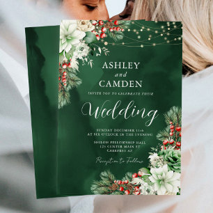 Invitación Evergreen invernal y Boda esmeralda de Berries