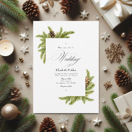 Invitación Evergreen Pines Winter Wonderland Boda QR Code
