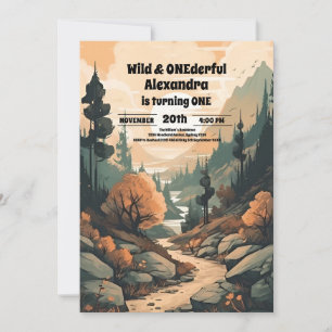 Invitación Evergreen, Selva Rústica de Montaña, primer cumple