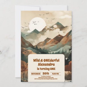 Invitación Evergreen, Selva Rústica de Montaña, primer cumple