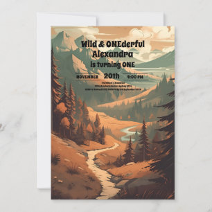 Invitación Evergreen, Selva Rústica de Montaña, primer cumple