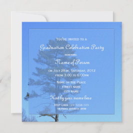 Invitación Evergreen tree photography, graduación azul