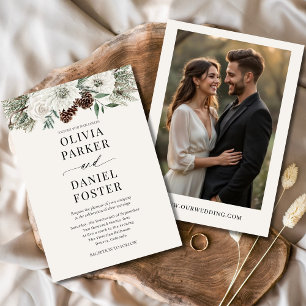 Invitación Evergreen Winter Photo Rustic Elegant Wedding