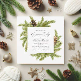 Invitación Evergreen Winter Pines Holiday Engagement Party