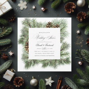 Invitación Evergreen Winter Pines Holiday Wedding Shower