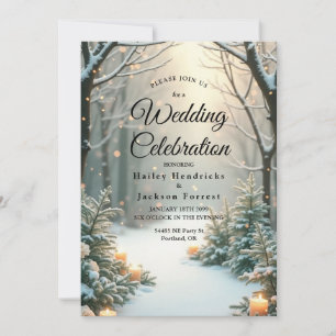 Invitación Evergreenes Nevados Iluminados por Velas
