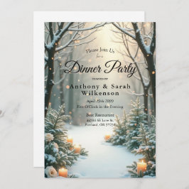 Invitación Evergreens escarcha con velas iluminadas por nieve