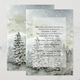 Invitación Evergreens Montañas de Nieve Únicamente Boda