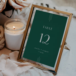 Invitación EVERLY Art Deco Emerald Wedding Table Numbers