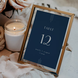Invitación EVERLY Art Deco Navy Blue Wedding Table Numbers
