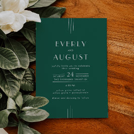 Invitación EVERLY Jewel Tone Art Deco Emerald Green Wedding