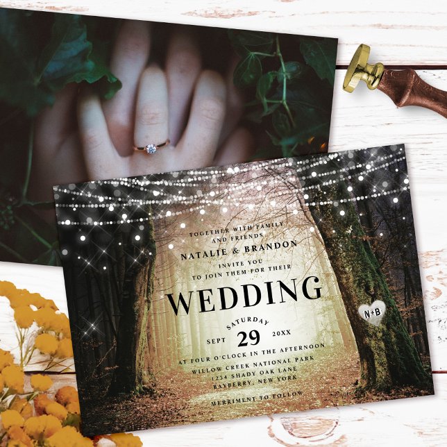 Invitación Evermore | Bosque lechero encantado | Boda Amber (Set the tone for an enchanting woodland celebration with the Evermore wedding invitation!)