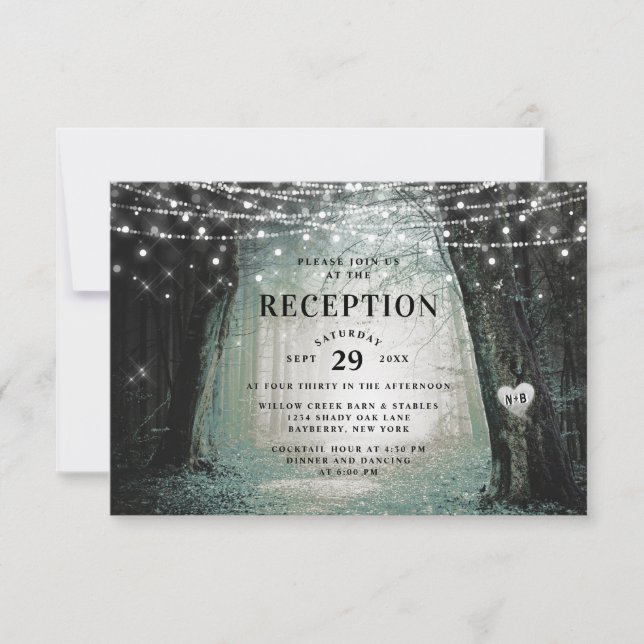 Invitación Evermore | Recepción de bodas de mosquitos foresta (Anverso)