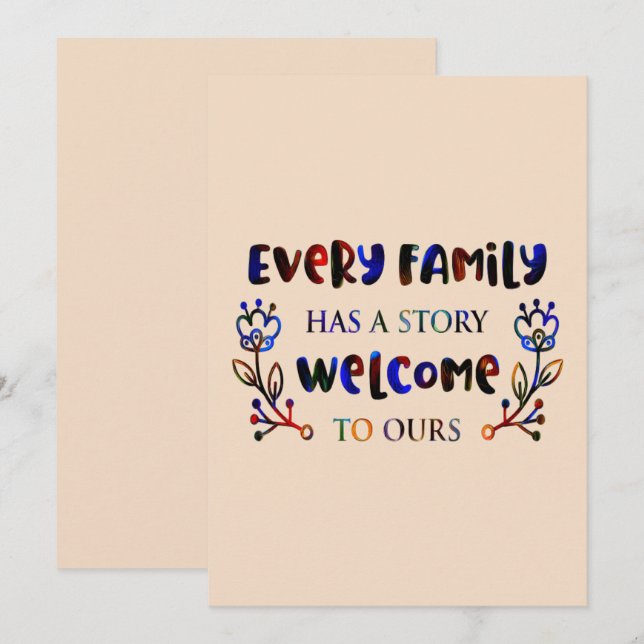 Invitación Every Family Has A Story Welcome to Ours, Family I (Anverso / Reverso)