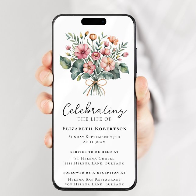 Invitación Evidencia digital del funeral de Boho floral (Subido por el creador)