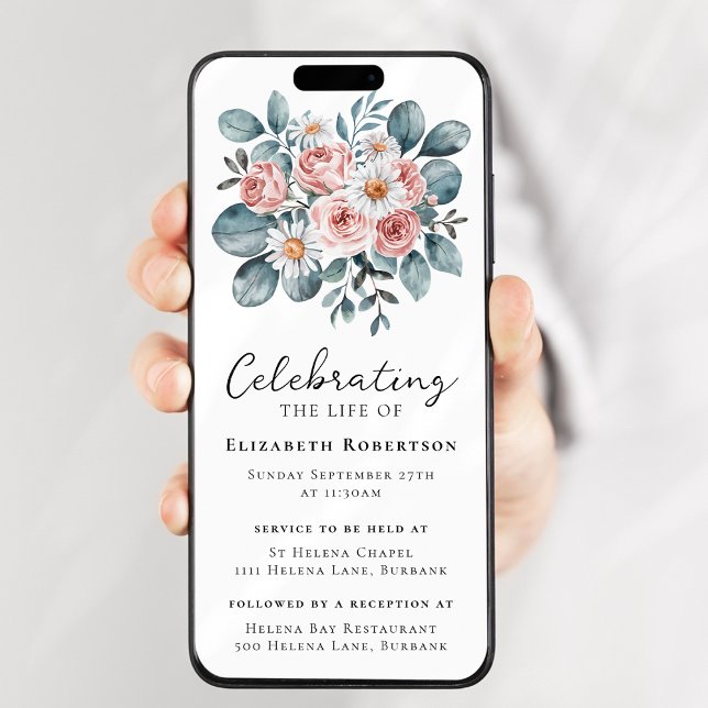 Invitación Evidencia digital del funeral de eucalipto floral  (Subido por el creador)