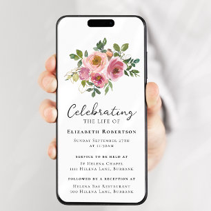 Invitación Evidencia digital del funeral de las rosas rosadas