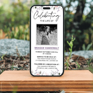 Invitación Evidencia digital editable de funerales florales