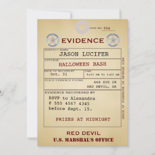 Invitación Evidencia Etiqueta Halloween Sonoroso Humor Raro V