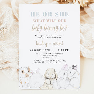 Invitación EVIE Cute Pastel Acuarela Bunny Género Revelación