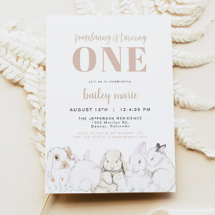 Invitación EVIE Cute Pastel Baby Bunny Primer cumpleaños