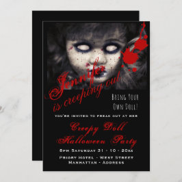 Invitación EVIL DOLL Halloween invita a muerte asustado