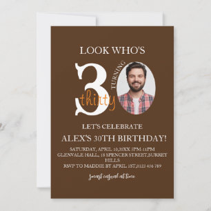 Invitación Evite minimalista Cumpleaños 30, Hombres Digital 3